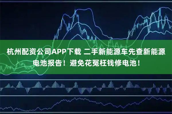 杭州配资公司APP下载 二手新能源车先查新能源电池报告！避免花冤枉钱修电池！